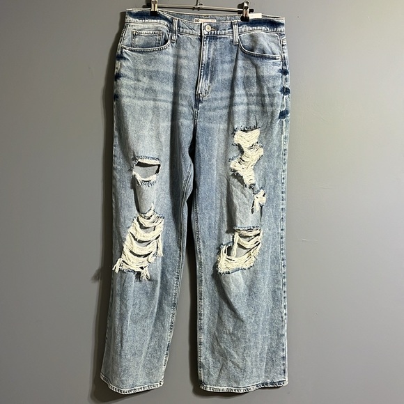 SO high waisted wide leg distressed light jeans size 33 waist NWTs - Picture 1 of 9